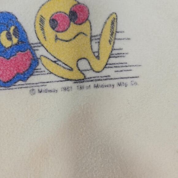 Pac-Man Pajamas Vintage Size 4-5 Long Sleeve Shirt Pant Yellow Blue 1980s Sears - Picture 5 of 12